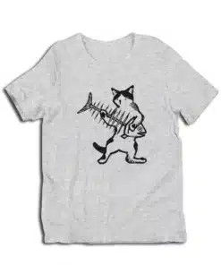 Cat Playing Fish Bone Guitar T-Shirt