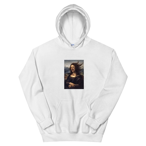 Funny Mona Lisa Wind In Hair Hoodie