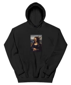 Funny Mona Lisa Wind In Hair Hoodie