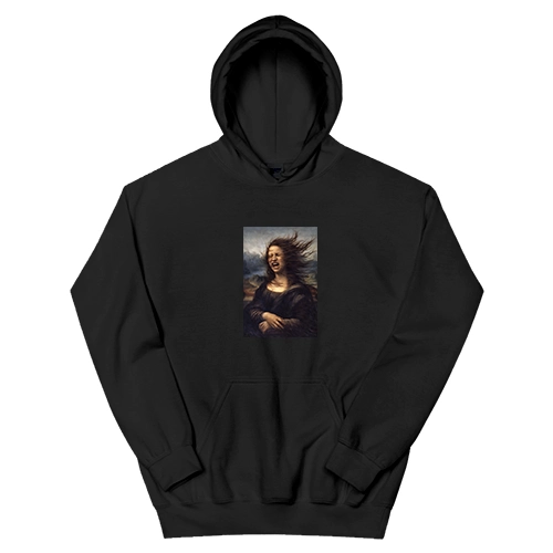Funny Mona Lisa Wind In Hair Hoodie