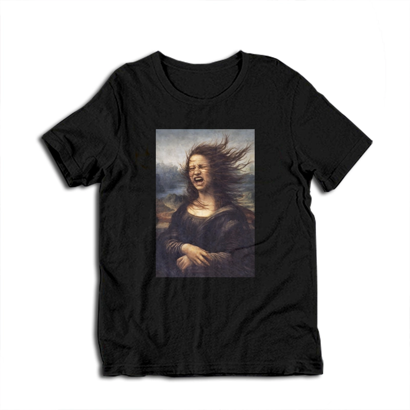 Funny Mona Lisa Wind In Hair T-Shirt