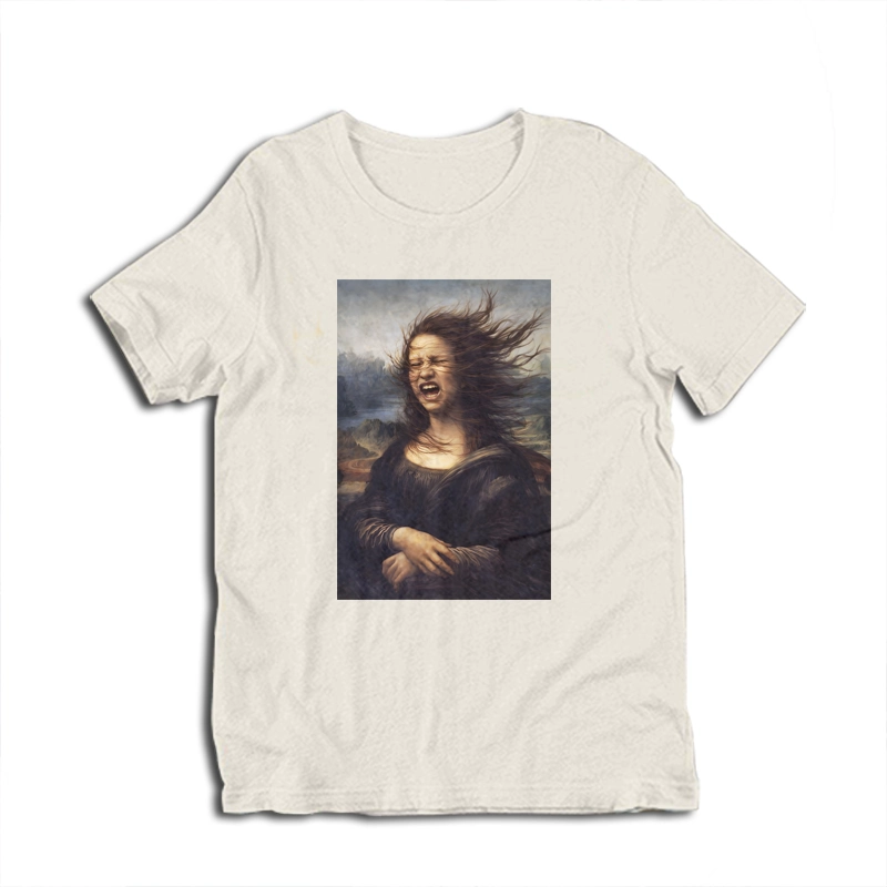 Funny Mona Lisa Wind In Hair T-Shirt