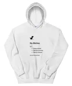 No Bitches Funny Pixelated Dinosaur Hoodie