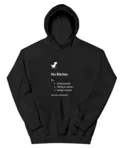 No Bitches Funny Pixelated Dinosaur Hoodie
