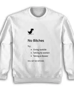 No Bitches Funny Pixelated Dinosaur Sweatshirt