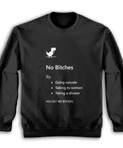 No Bitches Funny Pixelated Dinosaur Sweatshirt