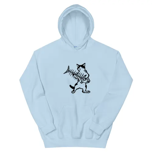 Cat Playing Fish Bone Guitar Hoodie