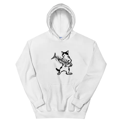 Cat Playing Fish Bone Guitar Hoodie