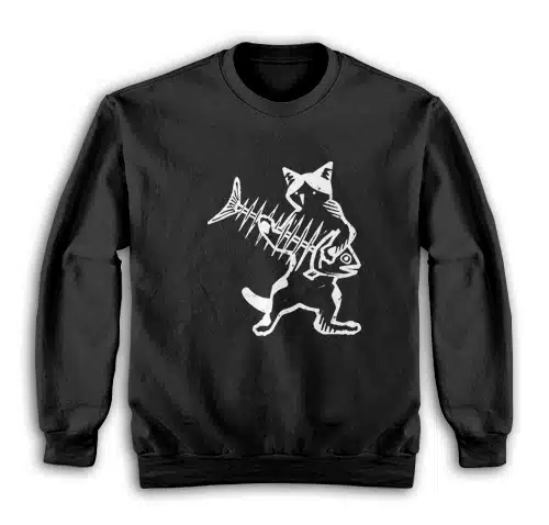 Cat Playing Fish Bone Guitar Sweatshirt