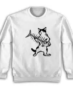 Cat Playing Fish Bone Guitar Sweatshirt
