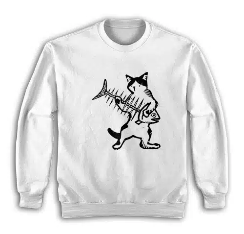 Cat Playing Fish Bone Guitar Sweatshirt
