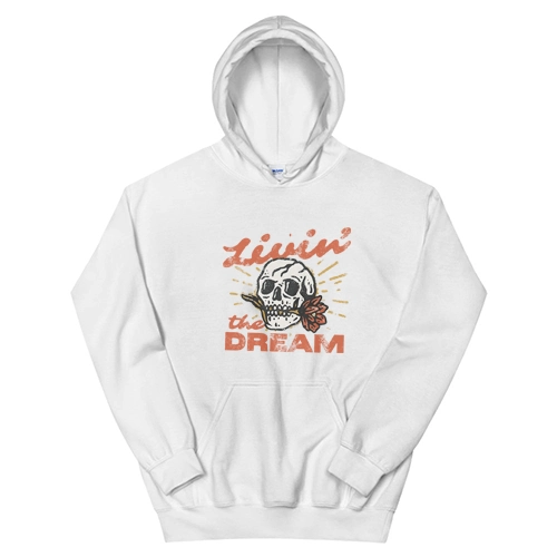 Livin' The Dream Vintage Distressed Skull Hoodie