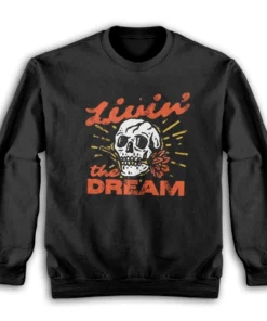 Livin' The Dream Vintage Distressed Skull Sweatshirt