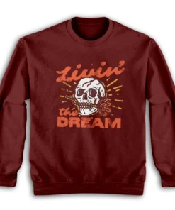Livin' The Dream Vintage Distressed Skull Sweatshirt