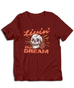 Livin' The Dream Vintage Distressed Skull T-Shirt