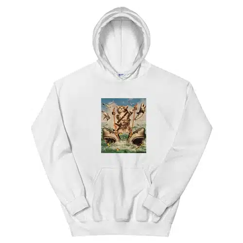 Cat Riding Sharks Hoodie
