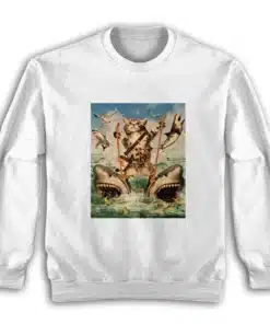 Cat Riding Sharks Sweatshirt