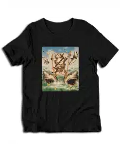 Cat Riding Sharks T-Shirt